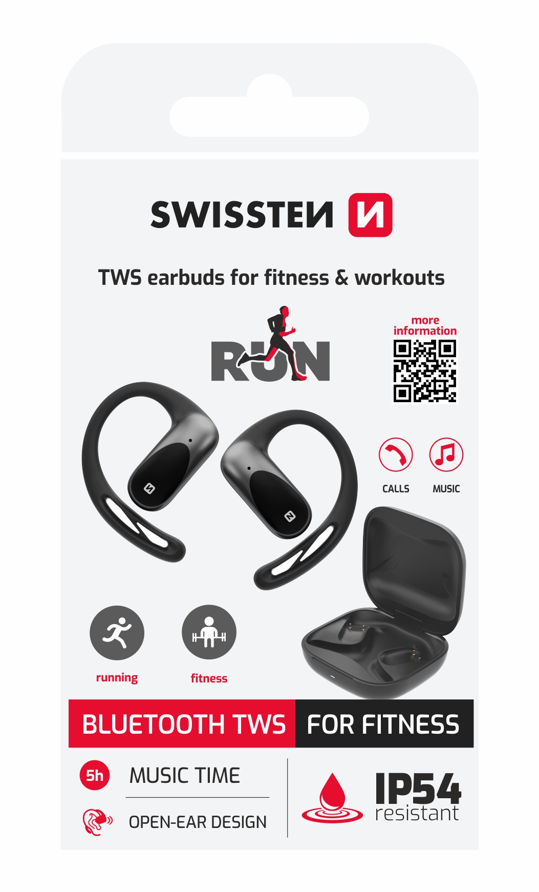 SWISSTEN Running Open Ear – bezdrátová Bluetooth TWS sluchátka s otevřenou konstrukcí černá