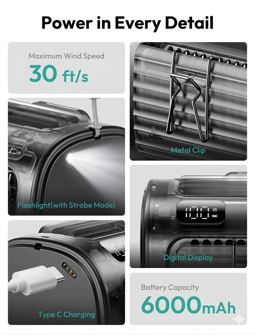 Aecooly Flow 01 UH01-A – Ventilátor na opasek 9000 mAh černý