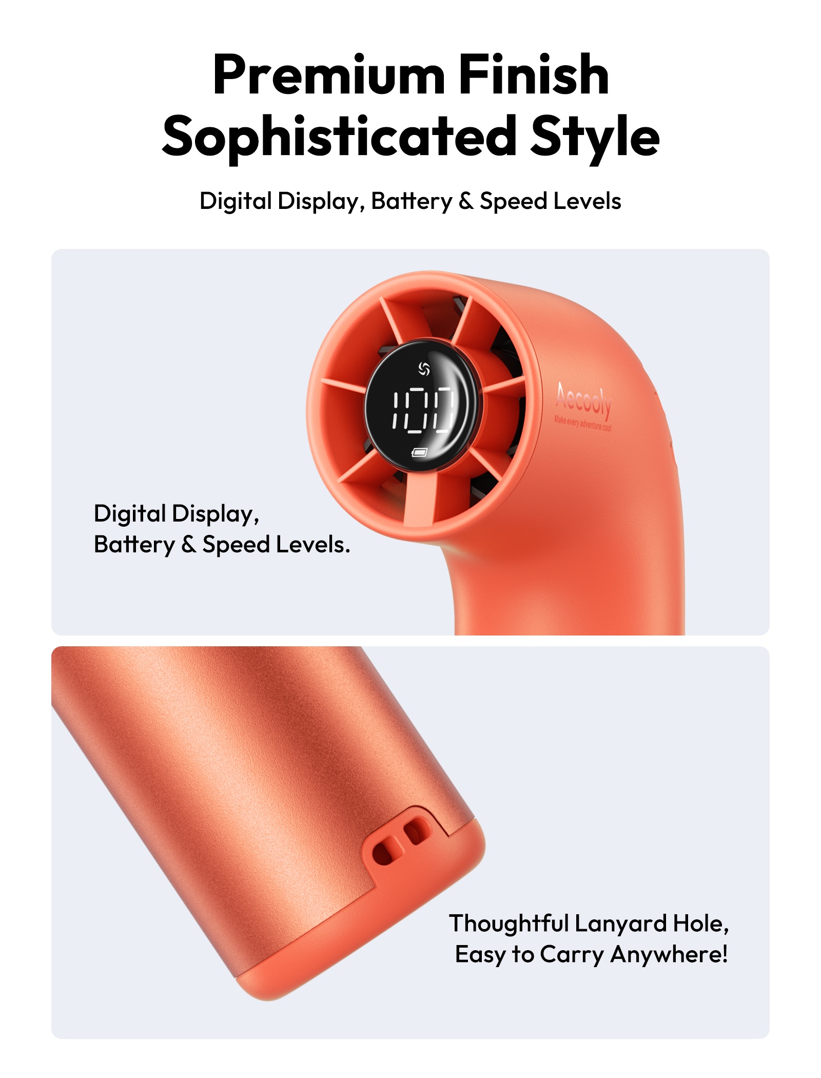 Aecooly Aero Ultra PH03 – Rychlý kovový ruční ventilátor oranžový