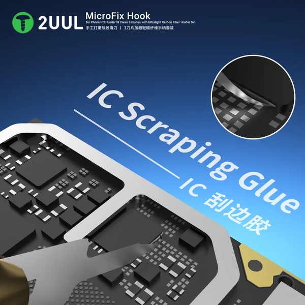2UUL DA12 MicroFix – nůž z uhlíkového vlákna pro odstranění lepidla z PCB