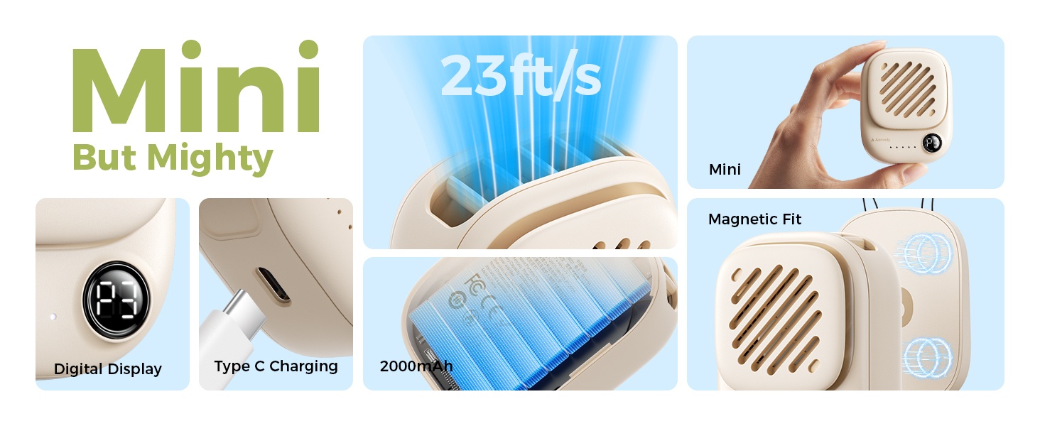 Aecooly Click O1 NK01 – Magnetický ventilátor na krk béžový