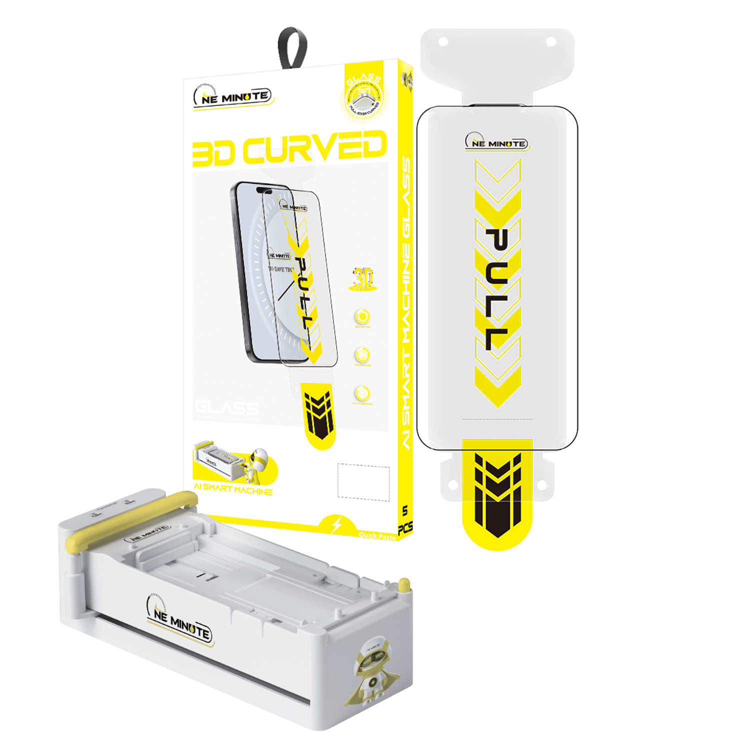 Oneminute Zaoblené tvrzené sklo iPhone 16 Pro Max 3D Curved Glass pro AI Smart Machine 5 ks