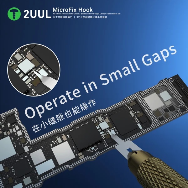 2UUL DA12 MicroFix – nůž z uhlíkového vlákna pro odstranění lepidla z PCB