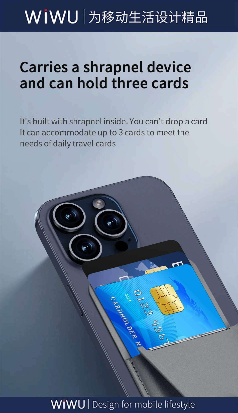 WiWU Mag Wallet MW-001 magnetická peněženka na karty se stojánkem černá