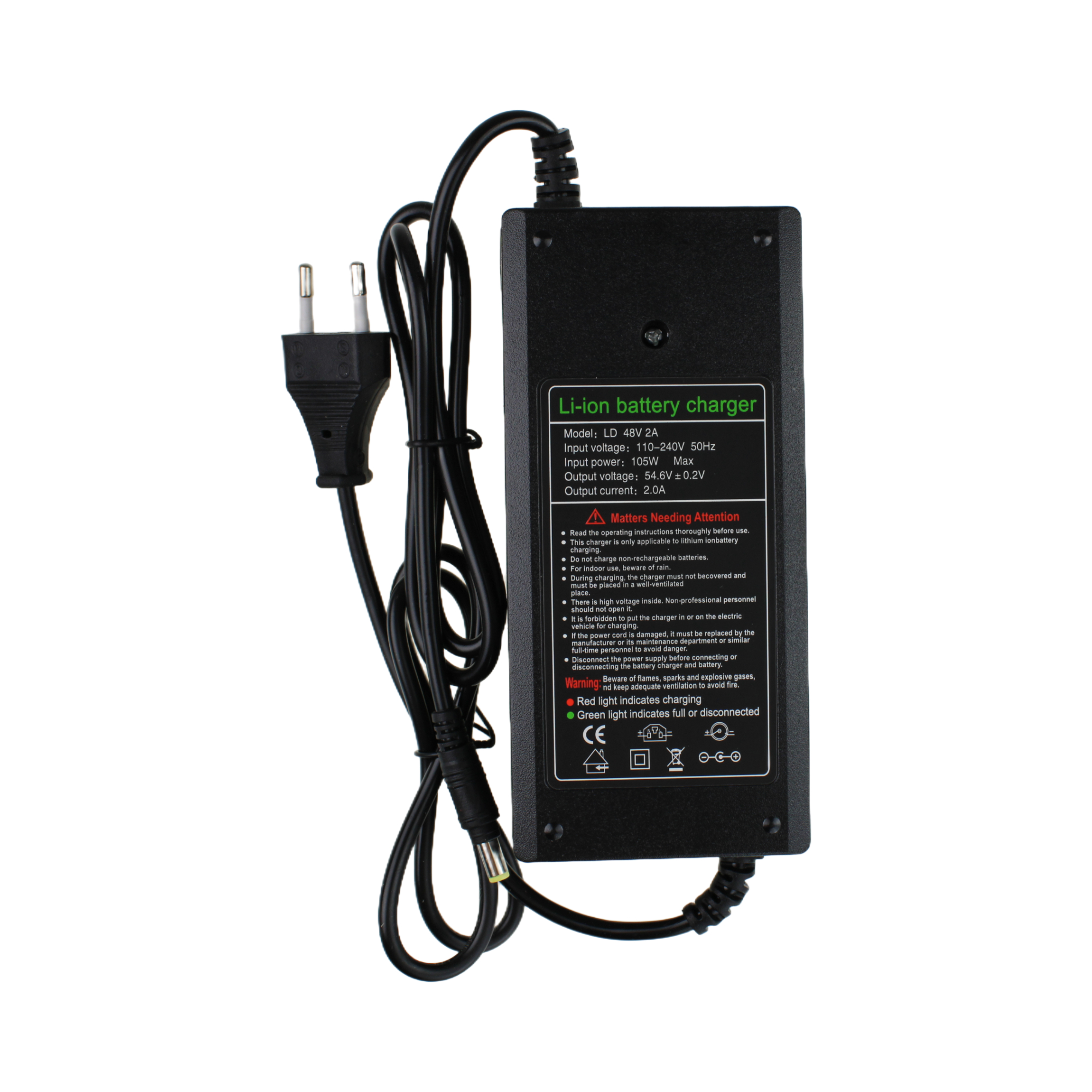 Nabíječka napájecí zdroj 54,6V 2A DC 5,5 × 2,1 mm pro elektrické koloběžky Kugoo G2 PRO a Joyor F7 F5-S S8-S