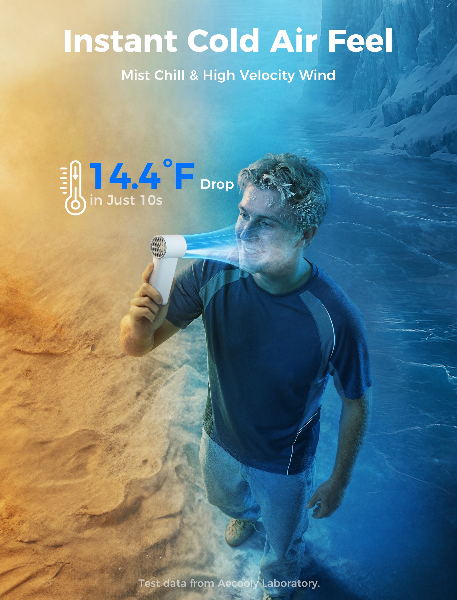 Aecooly Cold Air PM02 – Ruční ventilátor s vodní mlhou bílý