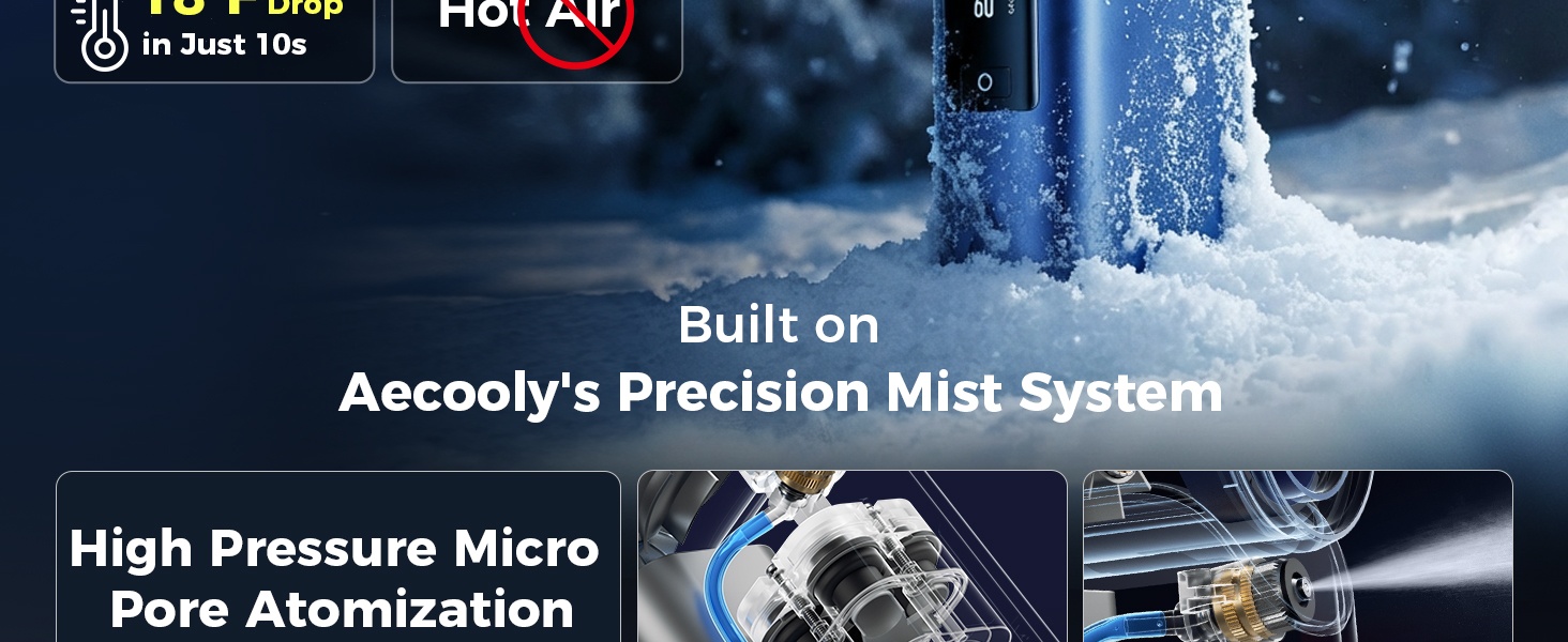 Aecooly Cold Air Ultra PM01S – rychlý ruční ventilátor s vodní mlhou modrý