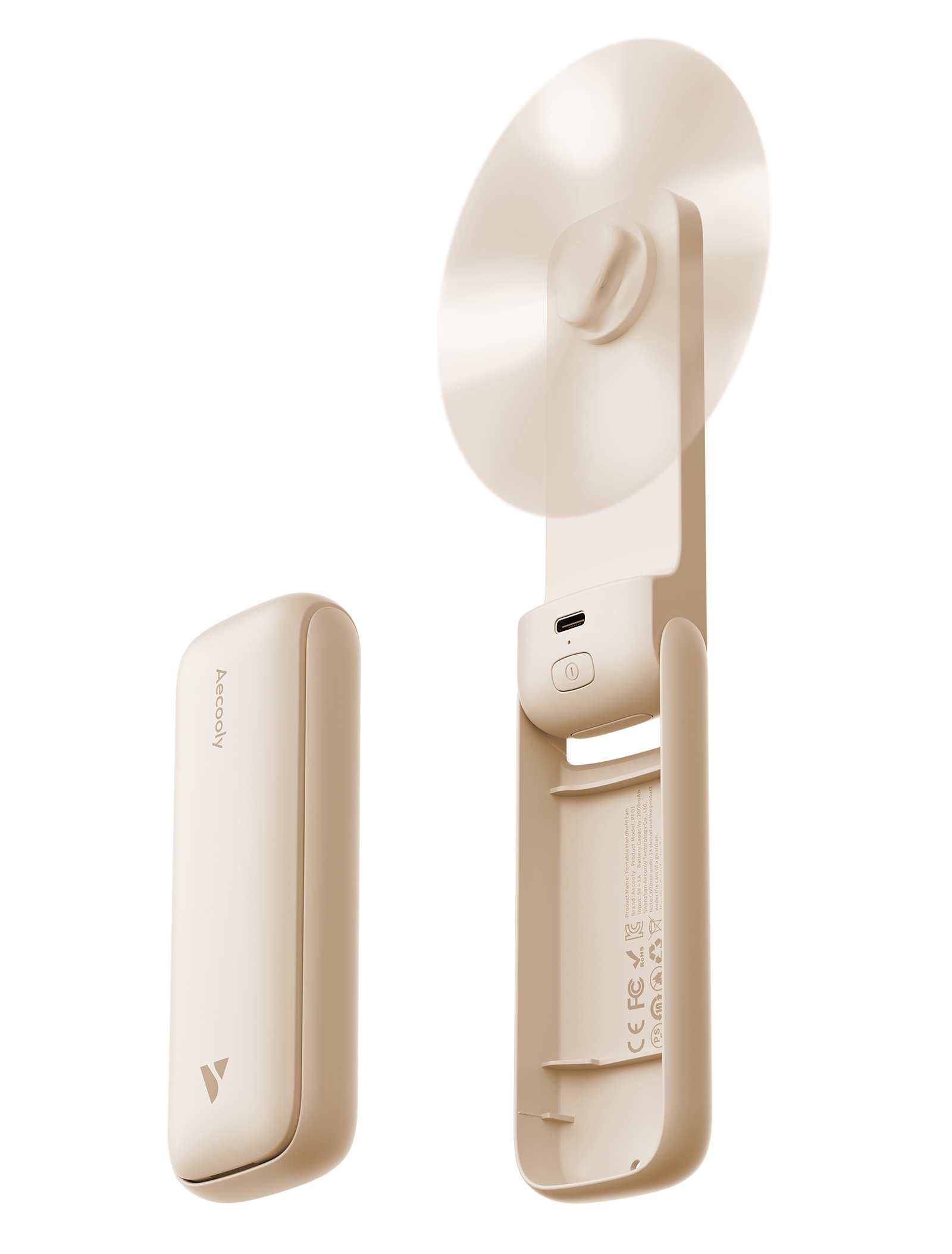 Aecooly Pocket 01 PF01 – kapesní skládací ruční ventilátor béžový