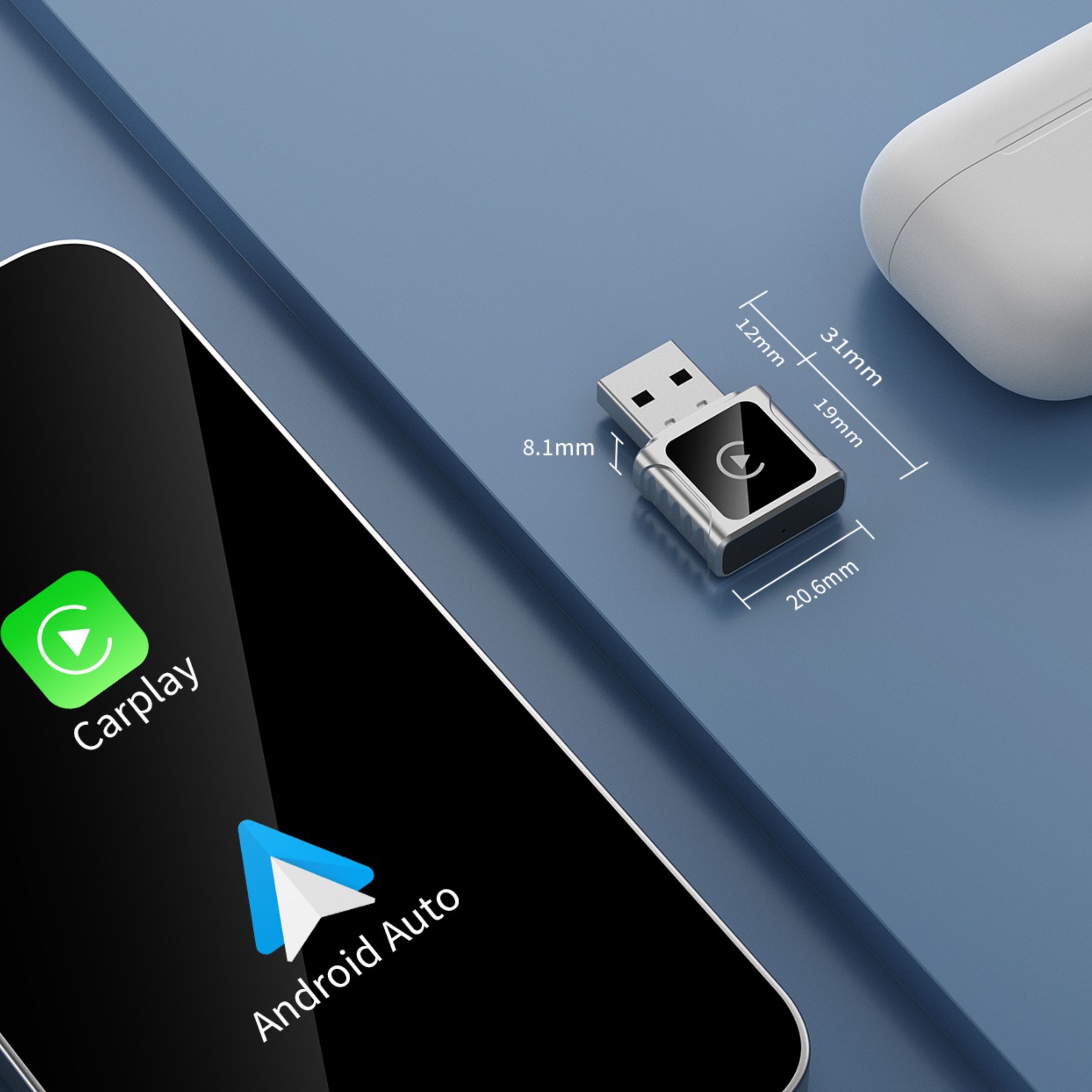 SWISSTEN Adaptér CarLink pro Apple CarPlay a Android Auto (+ adaptér USB-A / USB-C)