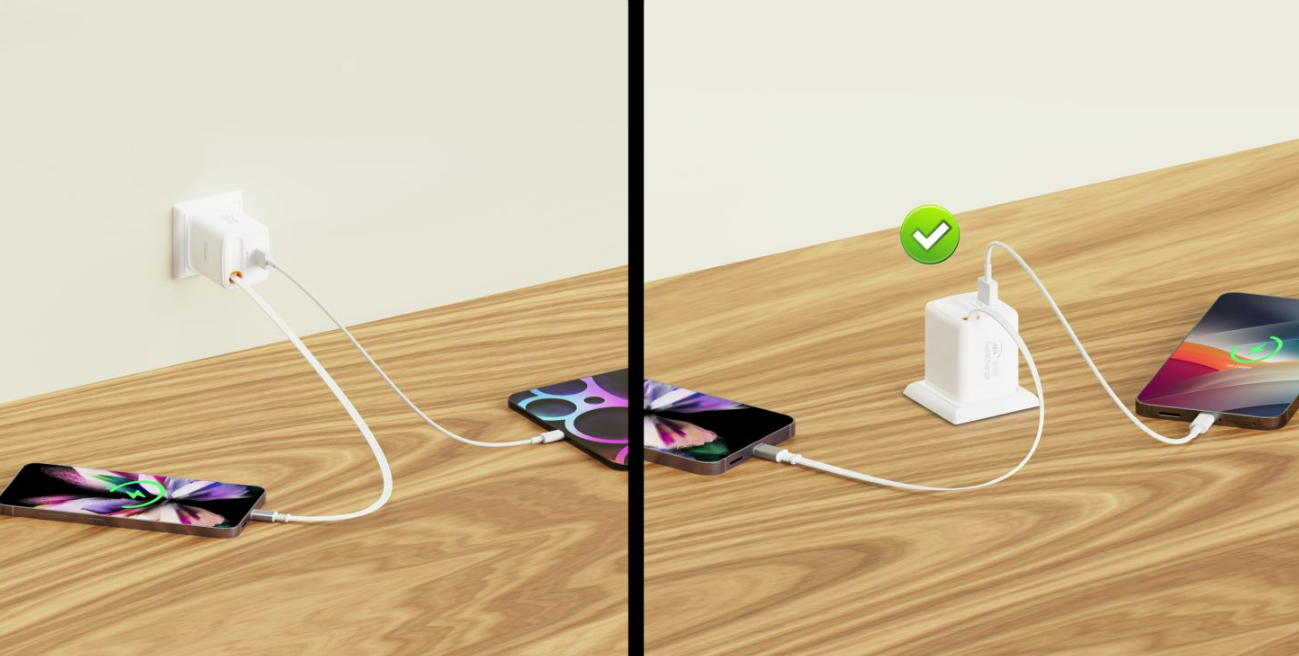 SWISSTEN Síťová nabíječka SlideCharge GaN 30W + USB-A 18W se zatahovacím USB-C kabelem 0,75m bílá