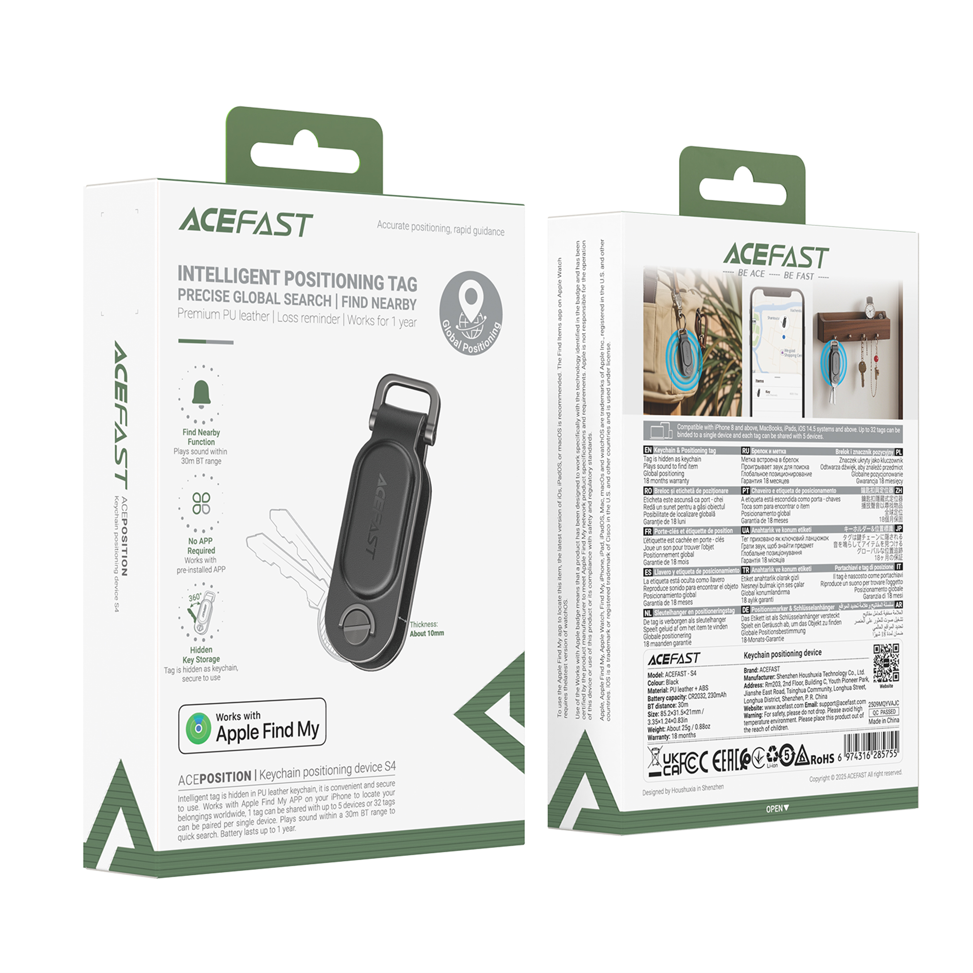Acefast Lokátor TAG S4 organizér pouzdro na klíče Apple Find My